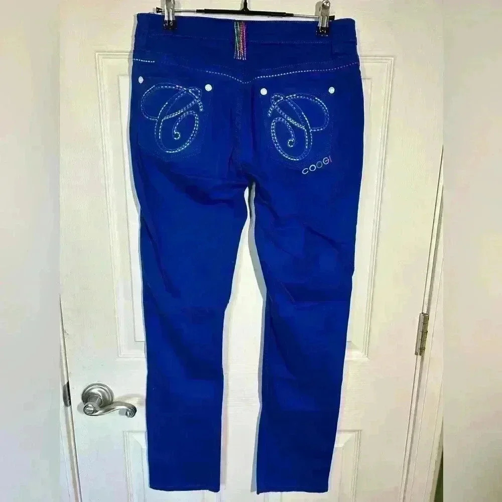 COOGI Jeans Women's Bright Blue Straight Leg Jeans size 9/10. EUC. Embroidered - Picture 6 of 16